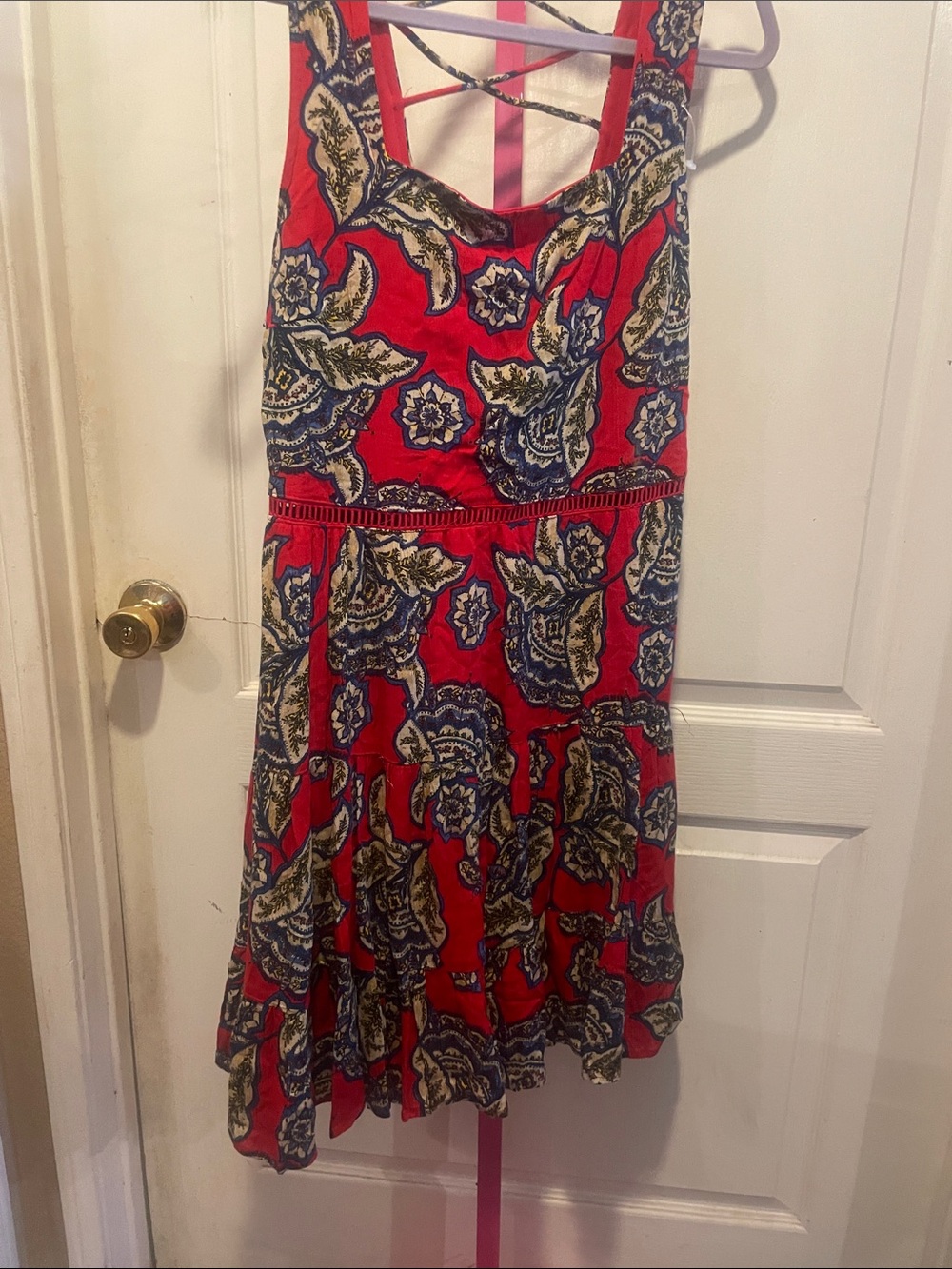 Maurices Red Floral Print Sleeveless Mini Dress